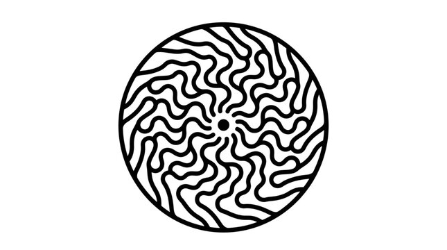 Abstract Circular Pattern Black White Line Art Geometric Design