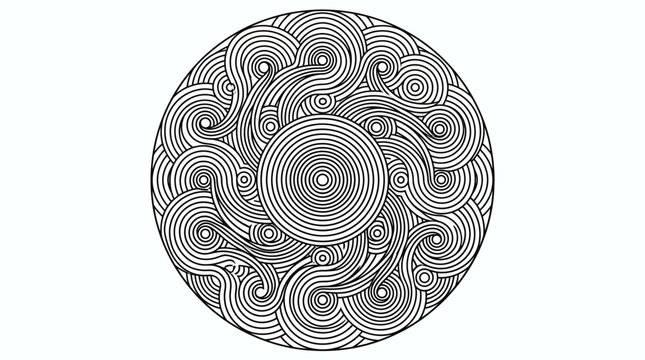 Abstract Circular Pattern, Black and White Swirls, Concentric Circles