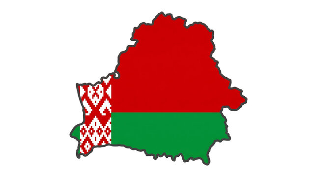 Map of Belarus with national flag design isolated on transparent background, ideal for cartography, political analysis, education, and professional design work.