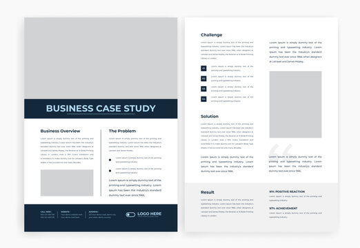 Case study template with minimal design, double sided case study flyer template, Modern case study layout template