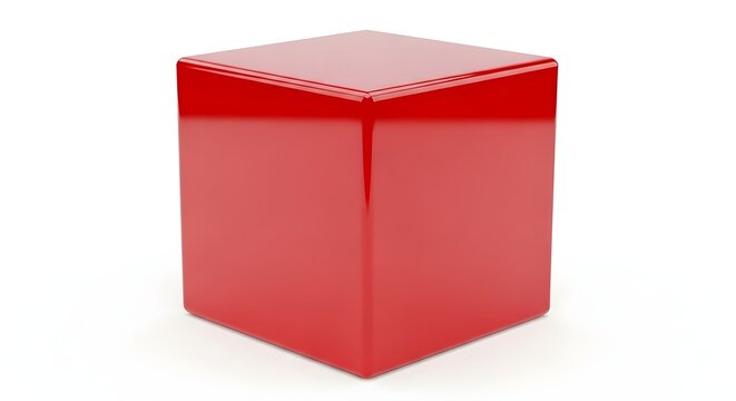 A single red cube isolated on white background