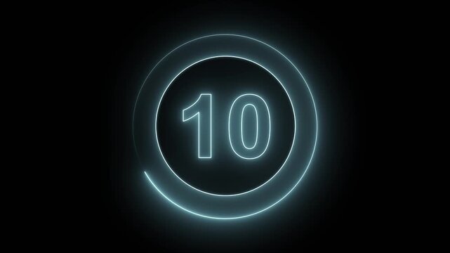 15-0 counting down seconds neon number 15 seconds countdown timer animation Countdown timer from 15 to 0 seconds real time.