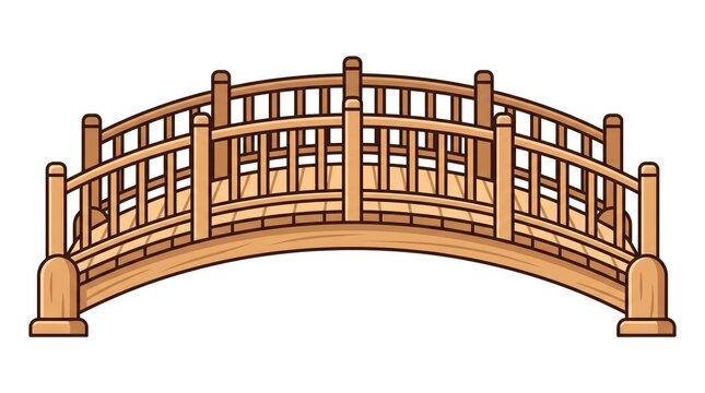 Close-up of a wooden arched bridge with detailed railing in natural outdoor setting
