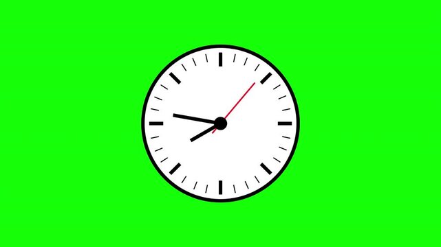 Green screen wall clock timelapse 20 minute video with red needle. 4K quality for video editing projects and cropping footage