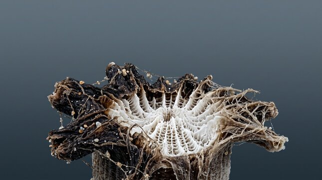 Creative Fungal mycelium, white, root system, organic growth, close-up 2k