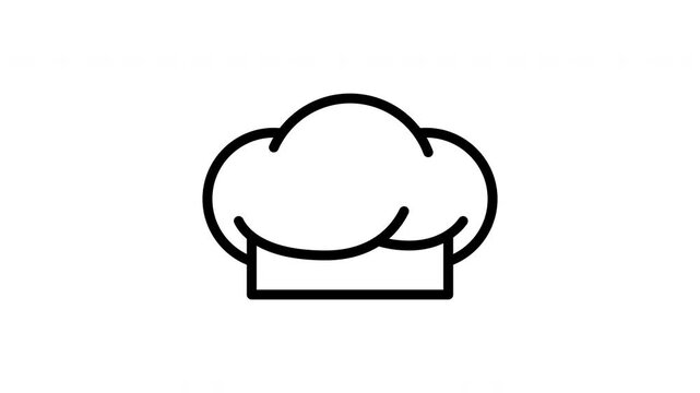 Chef Hat Outline Icon Isolated on Transparent Alpha Channel with Smooth Bounce Animation for Cooking, Restaurant, Bakery, Kitchen and Food Motion Graphic Projects in 4K