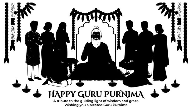 Minimal Guru Purnima Spiritual Concept Illustration with Guru Silhouette and Divine Light Vector Design