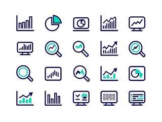 Obraz premium Market analysis technology icons sets . Editable stroke. Vector illustration.