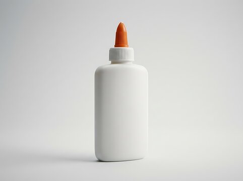Blank White Liquid Glue Bottle Mockup with Orange Cap