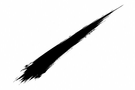 A single sharp black ink brushstroke slashing across a vast white background.