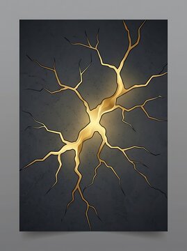 Abstract golden light fracture on dark stone background