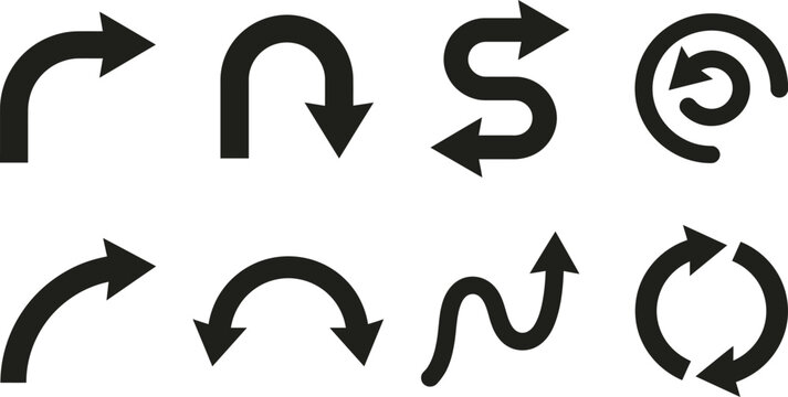 Circular arrow set black vector icons on a white background