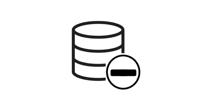 Database mismatch vector image showing data storage cylinder icon with a minus symbol representing reduced column missing row disabled feature removed collection dataset constraint