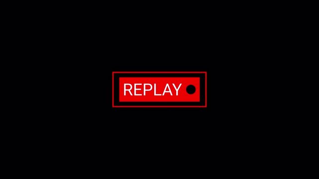 Replay button animation, replay overlay animation on a transparent background, Replay button animation for live streaming and broadcasting in 4k with alpha channel.