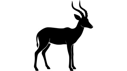 Fototapeta premium Black silhouette of a majestic gazelle standing in profile isolated on transparent background for wildlife design projects