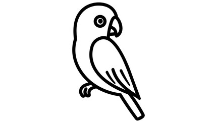 Naklejka premium Cute parrot outline icon for coloring book, vector illustration of a tropical bird isolated on transparent background