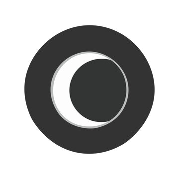 Dark circular moon phase icon representing lunar cycle and night sky concept for astronomy applications