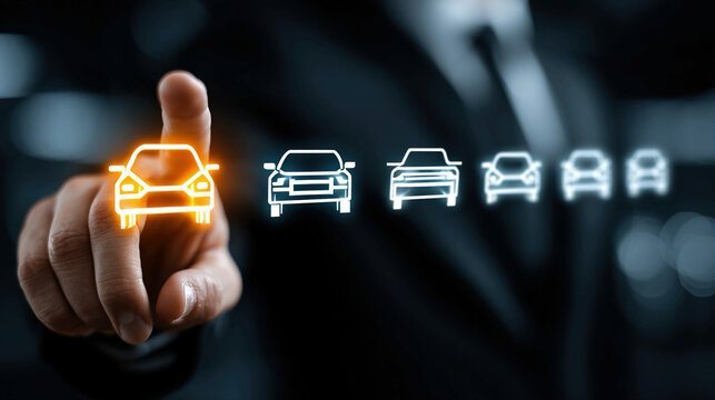 Businessman using digital leasing platform for car and property rentals managing online finance contracts asset leasing and modern investment services for convenience and growth
