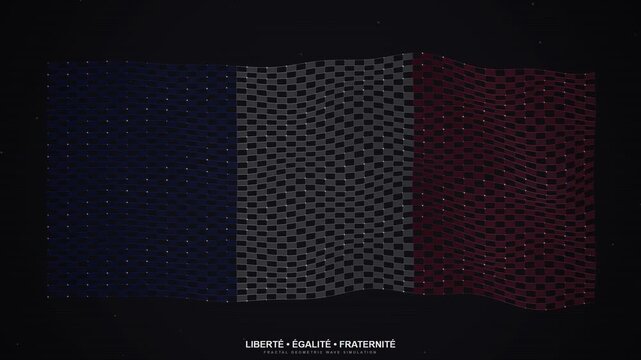 Waving Fractal Flag Animation with Smooth Motion in a Dark Abstract Setting