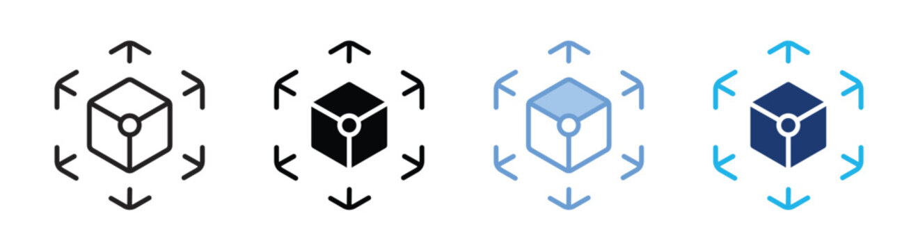 Augmented reality icon set multiple style collection