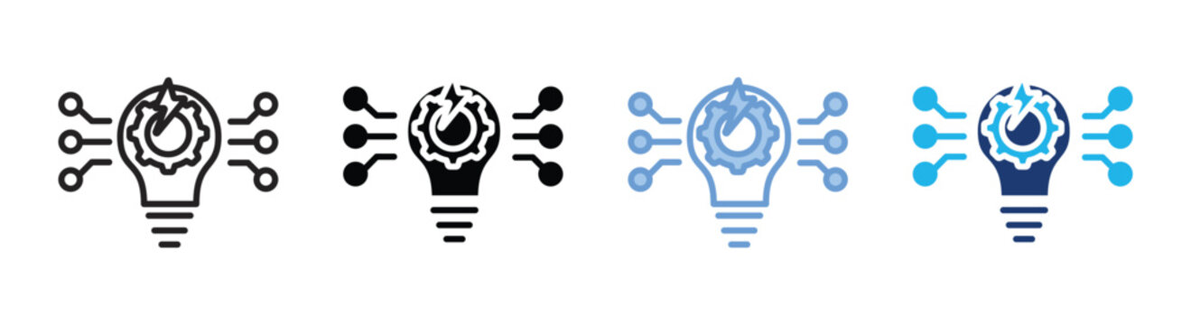 Tech disrupt icon set multiple style collection