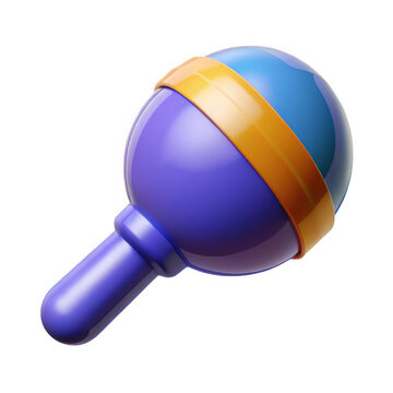 3D rendered colorful baby rattle with orange band during studio lighting isolated on transparent background