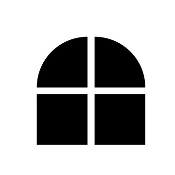 Archway divided into four squares during bright daylight isolated on transparent background