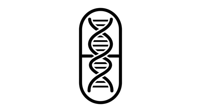 DNA capsule pill line icon. Medical biotechnology, genetics, and pharmaceutical research concept vector illustration.