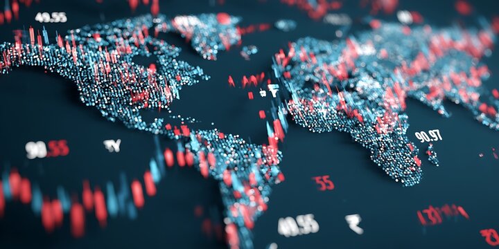 Concept of world map and financial technology.
