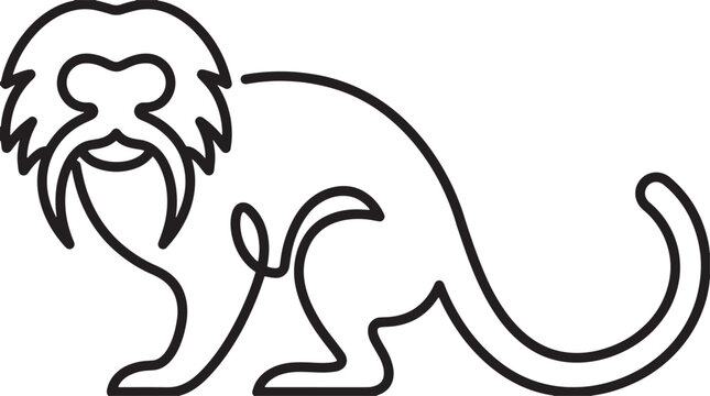 Minimalist black line art monkey vector, continuous line drawing of a stylized primate, modern animal illustration for branding and design projects