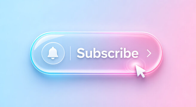 Cursor hovers over subscribe button with mouse click animation on screen