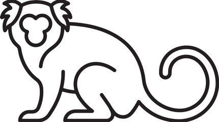 Minimalist monkey line art illustration, a simple black and white animal vector graphic, ideal for children's books, educational materials, or jungle-themed designs © Khalid