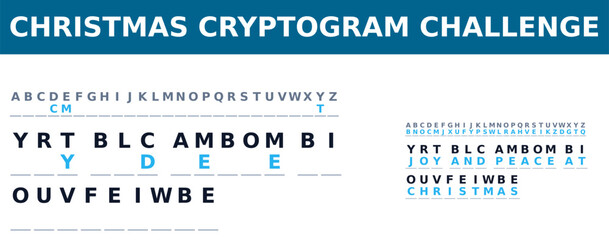 Christmas cryptogram challenge featuring a secret phrase puzzle for holiday creativity and engagement.   © Ju Li