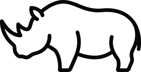 Minimalist rhinoceros outline vector, simple black line art rhino icon, graphic resource for wildlife conservation and animal themes, clean modern design element © Khalid