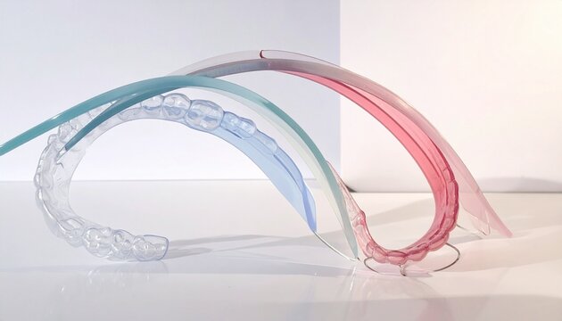 Colorful plastic tubes coiled on white surface with shadows.
