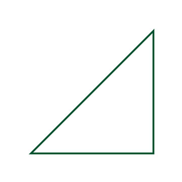Green right triangle geometric shape with clean lines on a plain background for design concepts Isolated on transparent background