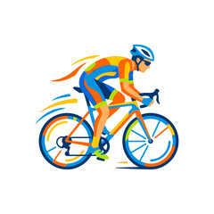 Obraz premium Cyclist Racing Bike Speed Motion Colorful Sport Illustration