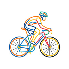 Fototapeta premium Cyclist Riding Bicycle Colorful Line Art