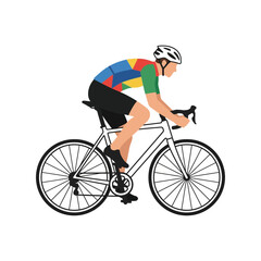 Fototapeta premium Cyclist Riding Bicycle on White Background