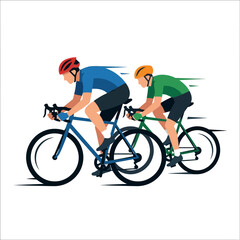 Fototapeta premium Cyclists Racing Side by Side