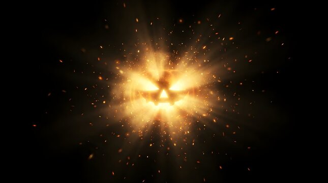 A vibrant explosion of light and energy in a dark space with particles flying everywhere