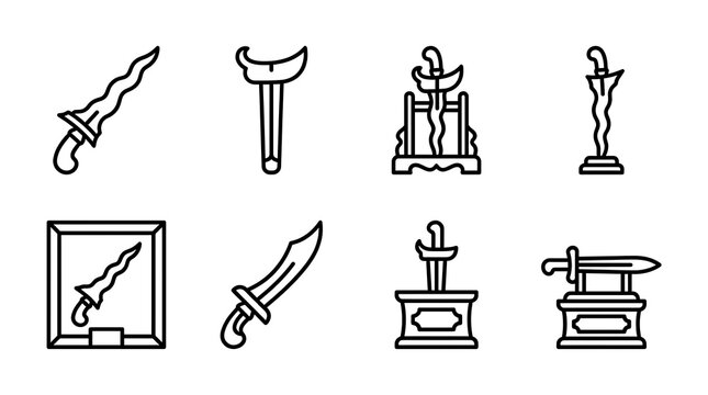 Keris and Traditional Indonesian Dagger Line Icon Set