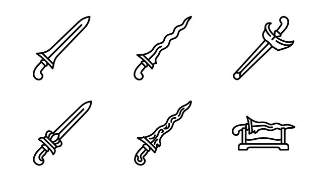 Keris Indonesian Traditional Dagger Icon Set