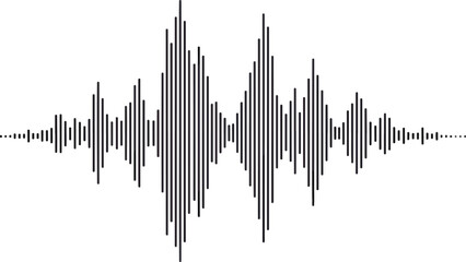 A black and dark purple digital sound wave graphic on a white background © aprian