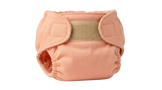 Peach cloth diaper with tan fastener during studio lighting isolated on transparent background