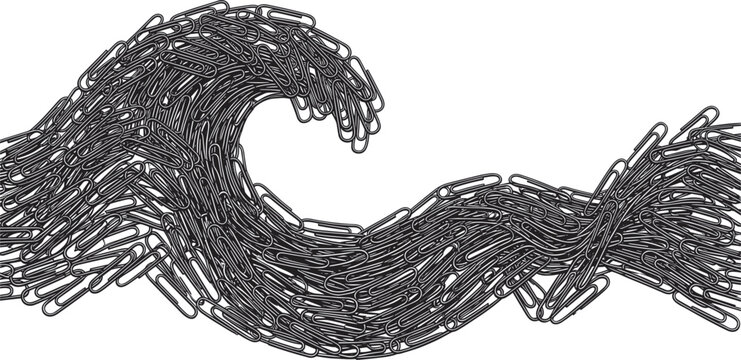 Abstract ocean wave shape made of paper clips vector illustrationAbstract ocean wave shape made of paper clips vector illustration