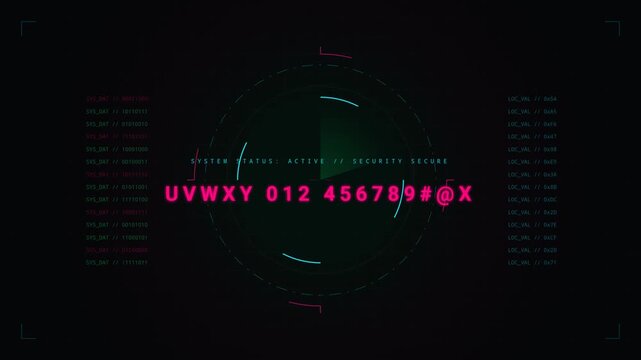 Futuristic Cyberpunk HUD Interface Opening Title Animation with Binary Code Matrix