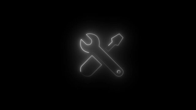 glowing neon blue color setting animation icon circle animated on black background
