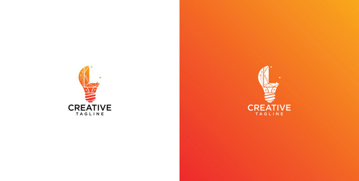 Creative badminton shuttlecock and lightbulb logo template design representing sports and innovation