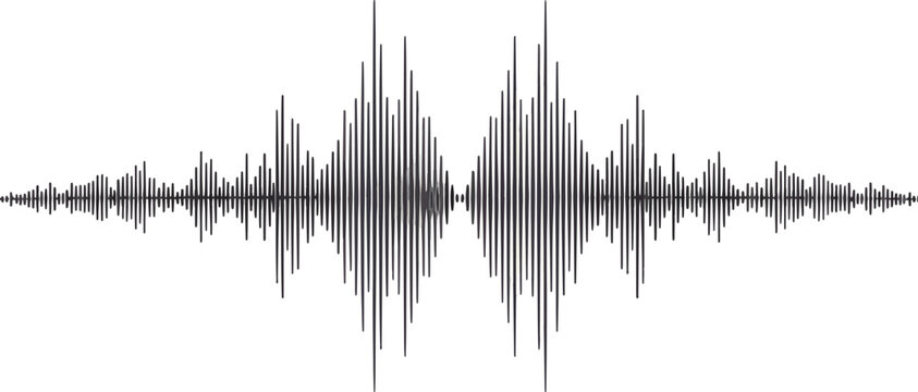 Black vertical line representation of an audio waveform against a white background